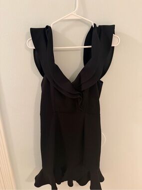 Hello Molly Black Draped Ruffle Mini Dress